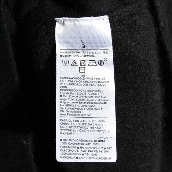 Banana Republic 100% Cashmere Crew-Neck Sweater Long Sleeve Black Size Large - Picture 14 of 15
